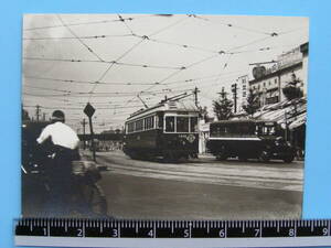 (J53)312 写真 古写真 電車 鉄道 鉄道写真 戦前 路面電車 25系統 1332 ボンネットバス 