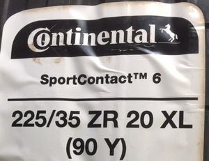 ♪♪CONTINENTAL コンチネンタル 225/35R20 (90Y) XL SC6 スポーツコンタクト6　 SPORT CONTACT 2本セット　②♪♪