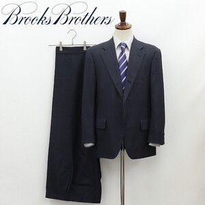 ◆BROOKS BROTHERS ブルックス ブラザーズ チェック柄 3釦 スーツ セットアップ 紺 ネイビー 40/34