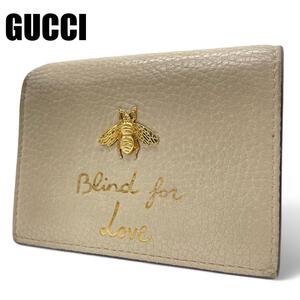 【美品】GUCCI 2つ折り財布 コンパクトウォレット アニマリエ　レザー