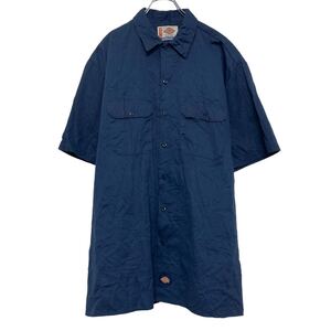 Dickies 半袖 無地 シャツ ディッキーズ XL ネイビー ビッグサイズ ボタンダウン ポケット 古着卸 アメリカ仕入 a608-5739