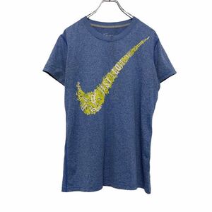 NIKE 半袖 プリントTシャツ L ブルー イエロー ホワイト ナイキ ロゴ 古着卸 アメリカ仕入 a508-5471