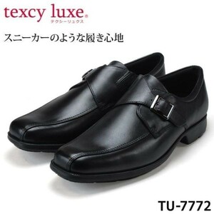 箱付き新品★アシックス/テクシーリュクス/TEXCY LUXE★本革モンクストラップ【28.0EEE/黒】ベルト式◆tu7772【スニーカーの履き心地】