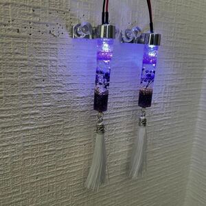 水中花 ミニシャンデリア 紫 藤色 白房 ラメ 2本セット LED 12V 24V デコトラ 一番星 トラック野郎 旧車 昭和 サロン 街道レーサー 暴走族