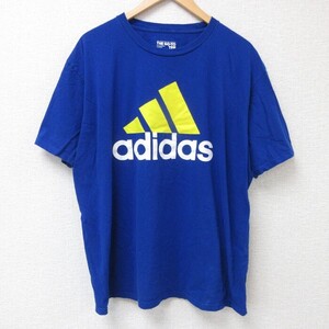 XL/古着 アディダス adidas 半袖 ブランド Tシャツ メンズ ビッグロゴ 大きいサイズ コットン クルーネック 青 ブルー 24jul02 中古