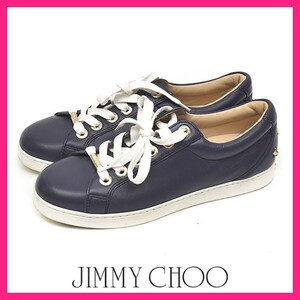 ほぼ新品 ジミーチュウ/ジミーチュー JIMMY CHOO バックロゴ スタースタッズ ローカット レディーススニーカー 紫 37(約24cm) sh24-1362