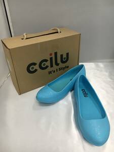 ccilu milano パンプス フラットシューズ スカイブルー 水色 25㎝ スリッポン レインシューズ