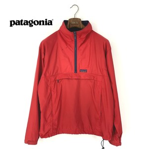 A7112/ビンテージ 80s 春夏 patagonia パタゴニア ハーフジップ プルオーバー カンガルー ブルゾン ジャケット XL程 赤/メンズ アウトドア