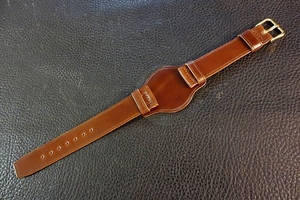 ◆台座付VINTAGE BELT◆高品質国産コードバン Custom Order(台座サイズ/バックルカラー) コニャックブラウン 22mm 受注生産 腕時計ベルト