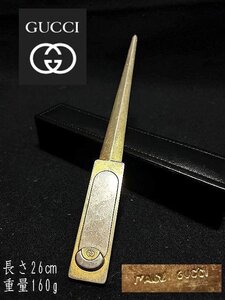 ◇ヴィンテージ　オールドグッチ【GUCCI・Italy　GGマーク ペーパーナイフ　ゴールドカラー　長さ26㎝　重量160g】P03236TT