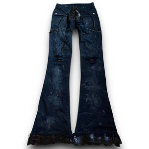 RARE archive Lace-up Flared gimmick Denim Pants Japanese label アーカイブ ifsixwasnine 14th addiction L.G.B. yasuyuki ishii 00s