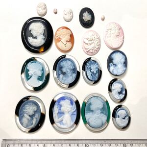 1円〜!!コンク!!枠付き!!オパール!!◯カメオおまとめ151.8g◯j 約759ct stone conch shell cameo ストーン シェル ブローチ 作家物 w4ま67