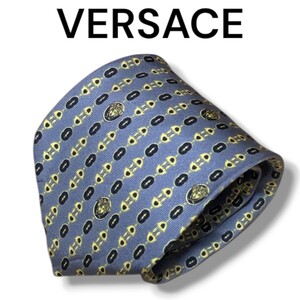 【1円スタート】VERSACE ヴェルサーチ ネクタイ ハイブランド ブランド イタリア製 シルク シルク100% グレー 総柄 メデューサ