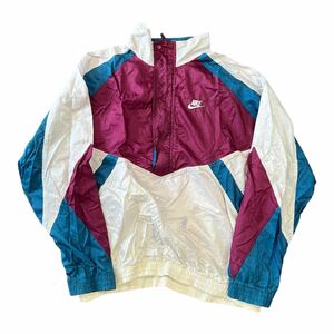 NIKE ナイキ　ナイロンジャケット　赤　白　古着　90s ヴィンテージ　L