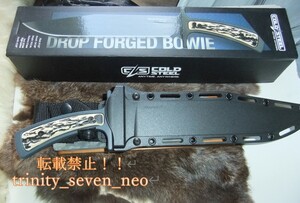 COLD STEEL [Drop Forged BOWIE]52100ハイカーボン。イミテーションスタッグ】35℃本刃付済「天然石使用」オマケ2個　新品未使用