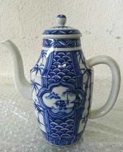 平安宝泉 茶器急須 染付け 美品 ティーポット 陶器　京焼