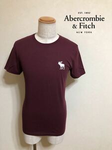 【新品】 Abercrombie & Fitch アバクロンビー&フィッチ エクスプローテッド アイコン Tシャツ トップス サイズL 半袖 バーガンディ