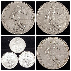 【60120】フランス　1/2フラン　おまとめ3点　1968年　1977年　1994年　硬貨　コイン　コレクション品