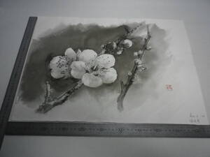 「桜 3 ～ 北山杉 2（裏表描画）」水墨画【坂垣内 将泰】作者直筆原画「真作」P10号ハーネミューレ紙(経年保管品)【送料無料】00700240