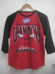 一点物!! NBA シカゴブルズ 1996 CENTRAL DIVISION CHANPIONS ビンテージ プリントロンT 七分袖 希少