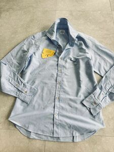 4813】新品3.6万円【GIANNETTO / ジャンネット　XL　春夏　ヴィンテージ加工オックスフォード生地　ホリゾンタルカラー】ブルー