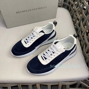 BRUNELLO CUCINELLI ブルネロ クチネリ メンズスニーカー ウォーキングシューズ　EU42 ブラック ローカット スエード 本革　スポーツ靴