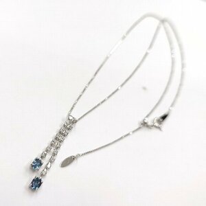 Y9165★Pt850 天然アレキサンドライト 0.50ct 天然ダイヤモンド 0.35ct ラインペンダントネックレス★44.5cm 3.8g 洗浄済み