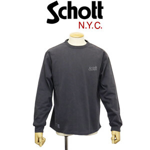 Schott (ショット) 5130003 PIGMENT LS T-SHIRT BOLT LOGO ピグメント ロングスリーブTシャツ ボルトロゴ 010 BLACK M