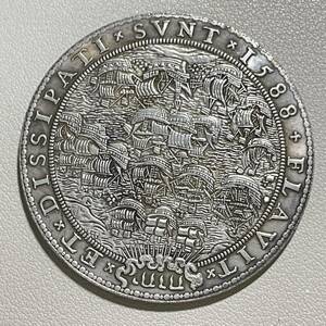 オランダ 硬貨 古銭 メダル 1588年 アルマダの海戦 スペイン無敵艦隊の敗北記念 船団 モーリス王子の盾 記念メダル コイン 重38.62g 