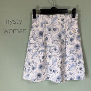 【タグ付き未使用品】◎mysty woman ミスティウーマン ミニスカート 花柄 レディース Mサイズ 青