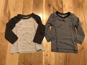 H&M 74センチ ロンT 長袖 トップス セット 男の子 75センチ チャコールグレー ネイビーボーダー