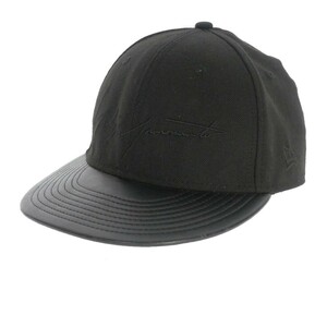 ヨウジヤマモト YOHJI YAMAMOTO × NEW ERA レザー切替キャップ 帽子 7 1/4 ブラック 黒 1209 メンズ