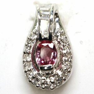 ソ付き!!《Pt900 天然ダイヤモンド/天然ファンシーカラーサファイアペンダントトップ》U 2.7g 0.30ct pendant diamond jewelry EC0/EC0