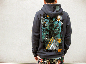 FREE CITY/フリーシティ/TREE FOREST HOODIE/サークルロゴ×三角ロゴ/パーカー/両袖シニールワッペン/ユーズドヴィンテージ加工/SIZE 3