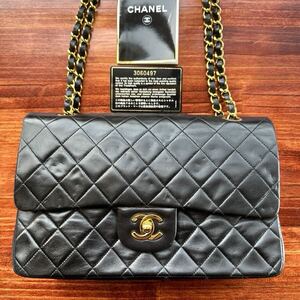 【美品】CHANEL シャネル マトラッセ 25 ラムスキン Wフラップ Wチェーン ショルダーバッグ 