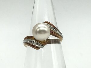 プラチナ リング アコヤパール 直径 約7.5mm Pt900/K18 4.0g リング(貴金属) K18 18k 宝石 パール ダイヤモンド レディース ヴィンテージ