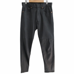 H BEAUTY&YOUTH H ビューティー&ユース 美品 SHEEP LEATHER 5P PANTS ラムレザー テーパードパンツ 皮革 黒 S 1214-199-6854