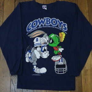 90s LOONEY TUNES DALLAS COWBOYS フットボール Tシャツ S ルーニーテューンズ NFL バックスバニー マービン アメフト ヴィンテージ