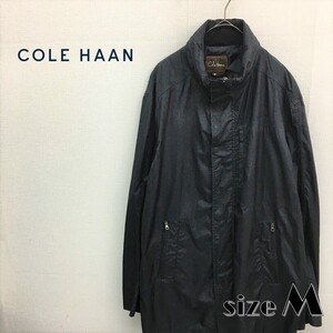 KZ4356★COLEHAAN : ジップハーフコート★M★黒 コールハーン ナイロンジャケット