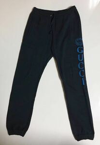 GUCCI ロゴ スウェット パンツ XS BLACK グッチ ロゴ プリント SWEAT PANTS ドローストリング インターロッキング ブラック 黒 ジョガー