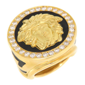 ヴェルサーチ メデューサ メダリオン ダイヤモンド リング #8.5 750 18K (K18YG) レディース VERSACE [美品] 中古 【ジュエリー】