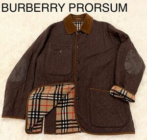 BURBERRY バーバリー カバーオール 裏ノバチェック ウール100% キルティング エルボーパッチ