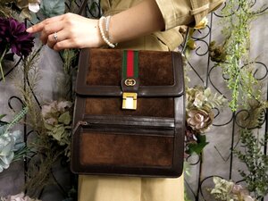 ●超美品●GUCCI オールド グッチ●シェリー●スエード カーフ レザー 本革●ショルダー バッグ●茶 赤 緑●G金具●ヴィンテージ●Js51941