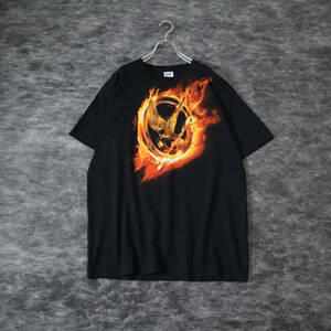 anvil 2000s Phoenix Print Loose Black Tee アンビル フェニックス グラフィック プリント ルーズ クルーネック 黒 Tシャツ L T64