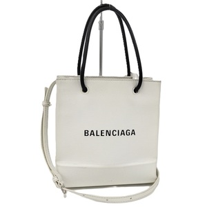 BALENCIAGA 2WAYショルダーバッグ ショッピングトート レザー ホワイト 572411