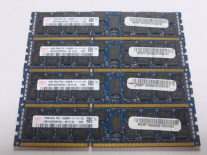 メモリ サーバーパソコン用 低電圧 1.35V hynix PC3L-12800R(DDR3L-1600R) ECC Registered 16GBx4枚 合計64GB 起動確認済みです