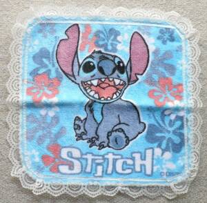 『未使用品！STITCH(スティッチ) ！タオル生地ハンカチ！ディズニー！２２ｃｍ×２２ｃｍ！！』