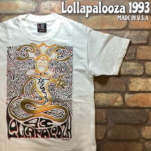 ★激レア★90′s USA製★良品★【Lollapalooza 1993 ロラパルーザ】giant社製 ヘビーウェイト 両面プリント フェスTシャツ【L】白 K3-454