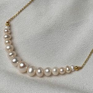 本真珠ネックレスクラデーション4-8mm パールネックレス42cm 