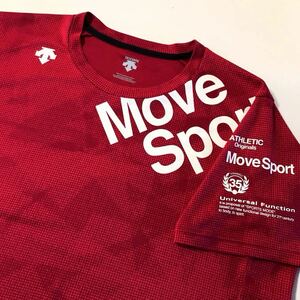 美品☆DESCENTE MOVE SPORT/デサントムーブスポーツ☆Tシャツ☆総柄/吸汗速乾/ストレッチ/トップス/ジャケット/ジャージ/レッド/大きめ/XO